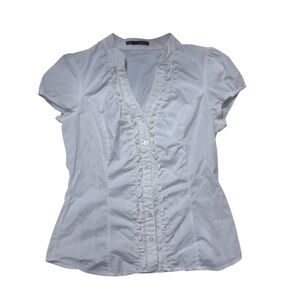 Maurices White Ruffled Cap Sleeve Blouse